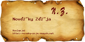 Nováky Zója névjegykártya